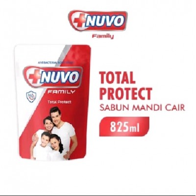 Nuvo Family Sabun Mandi Cair Merah Total Protect Pouch 825 ml